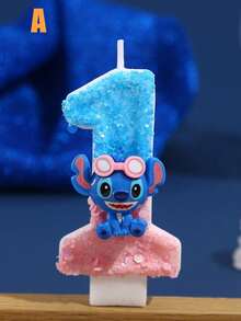 可爱史迪奇主题生日蜡烛，0-9数字造型闪亮卡通生日蜡烛，酷酷的史迪奇，萌萌的卡通人物，热门生日蜡烛，周年纪念蜡烛，派对装饰小礼物，主题派对装饰 - 1PC - 查看 4