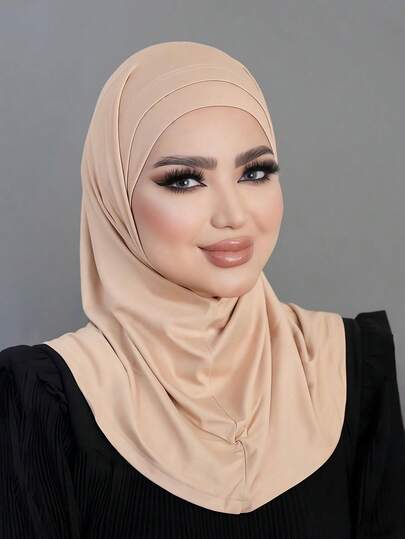 女士头巾帽，中东/阿拉伯/迪拜/土耳其穆斯林风格，纯色经典简约时尚休闲优雅，采用柔软的莫代尔丝绸混纺面料，舒适长帽檐，二合一头巾帽，适合日常生活、节日、聚会、宗教仪式等场合。