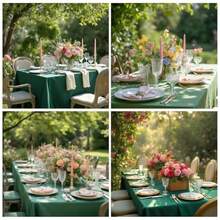 Zdada Large Green Table Cloths 150x260cm 59x102Inch Long Rectangular Table Cloth Washable Polyester Fabric Tablecloth For Wedding Banquet Party Home Dining Table Cover - Green - View 6