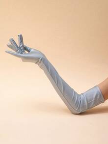 1 Pair Milk Silk Stretchy Gloves, Suitable For Parties, Carnivals, Celebrations And Other Occasions,Travel,Festival,Party,Camping - Gray-251 - View 4