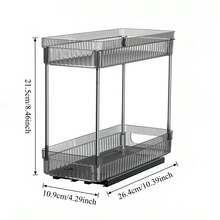 1/2pcs Double Layer Multi-Function Plastic Storage Rack, Large Capacity Double Deck Cabinet Organizer Rack, Drawer Style Storage Rack, Suitable For Condiment Bottles And Spice Jars, Pull-Out Sink Organizer, Applicable For Cabinet, Kitchen, Dining Room And Bathroom, Space-Saving Storage Rack - Multicolor - View 20