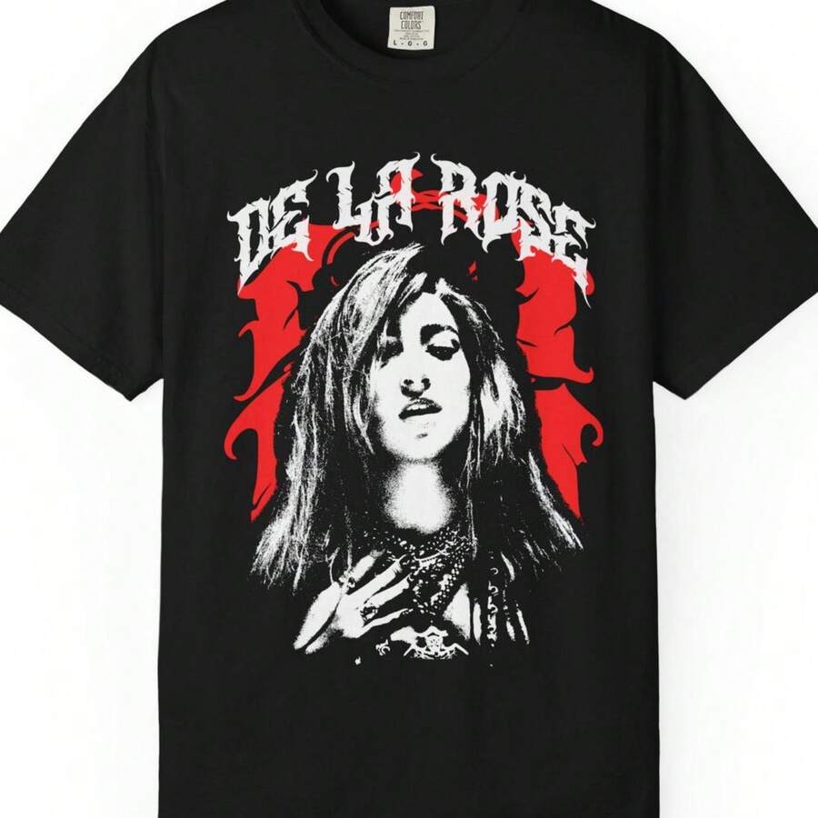 De La Rose Graphic T-Shirt Vintage Merch FX De La Rose Album De La Rose Graphic T-Shirt - Black - View 1