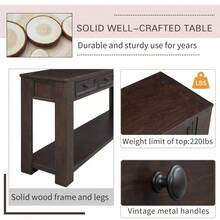 Console Table/Sofa Table With Storage Drawers And Bottom Shelf For Entryway Hallway And Living Room Espresso - Espresso + Solid Wood+MDF1 - View 5