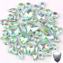 50pcs/Pack, Shiny Mixed Shape Glass Rhinestones, Silver Metal Flat Bottom, Mixed Shape Handmade Sew-On Rhinestones, Suitable For Clothing Decoration, Flat Bottom Craft Gem Crystal Sew-On Rhinestones With Claw, DIY Accessories, For Decorating Clothes, Dresses, Bags, Shoes, Brooches, Earrings, Handicrafts. - Multicolor - View 35