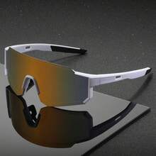 Futuristic One-Piece Fashion Glasses, Lightweight Wrap-Around Temple Arms, Unisex, Suitable For Outdoor Leisure Travel Outfits - Multicolor - View 4