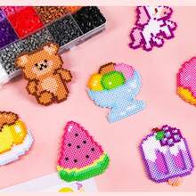 24 Colors Fuse Bead Kit DIY Handmade Keychain Gift, 2.6mm Fuse Beads With Pegboard, Ironing Paper, Chain, Accessories, New Year & Birthday Present - Multicolor - View 8