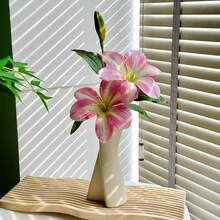 半朵仿真百合花，逼真装饰，适用于卧室、客厅、梳妆台、人造植物、百合花、家居装饰、桌面装饰、插花、人造花、人造装饰、塑料花、庭院装饰、婚礼装饰、花束、仿真花 - 彩色 - 查看 16