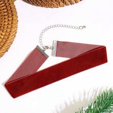 12pcs 1 Inch Width Wine  Chokers Vintage Necklace For Women With Extension (XL-1019-2) - 2.54公分-12個-有捲邊 - 查看 4