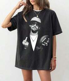 Bunny Football Bad Benito Shirt, BadBunny Bowl 2026 Halftime Show T-Shirt - 黑色 - 查看 6