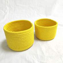 Small Cotton Rope Under-Bed Storage Box Miscellaneous Basket Woven Under-Bed Storage Box Snack Basket Home Storage Artifact - 黃色 - 查看 11