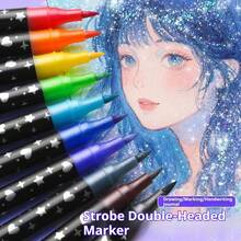 1pc Double-Headed Glitter Marker Pen - Writing Tool - Educational Tool - Stitch Travel Classroom Fidget - Mini Stuff Bath - Birthday Gift - Holiday Gift - Perfect Gift - Present - Games - Multicolor - View 2