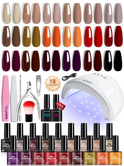  LIMEGIRL 27pcs Gel Nail Polish Set, Includes Nail Lamp, Semi-Permanent Gel Nail Polish Set With Base Coat And Top Coat, Vibrant Colors, Nail Care Gift Set For Women Nails