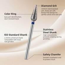 1pc Nail Drill Bit, Manicure Nail Grinder Head, Diamond Sanding Nail File, Cuticle Remover, Nail & Foot Care Tool - Silver - View 9