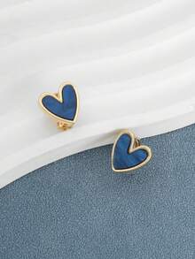 1 Pair Cute, Elegant, Minimalist, Retro, Hong Kong Style Heart Earrings - Multicolor - View 3