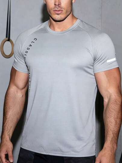 2pcs Men's Letter Print Sleeveless Tank Top, Breathable Quick-Dry Cooling Sports Vest & Men's Casual Short Sleeve T-Shirt, Suitable For Fitness, Running, Daily Wear