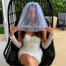 1pc Bride To Be Sash And Veil, Bachelorette Party Accessories, Bridal Shower Gift - White - View 4