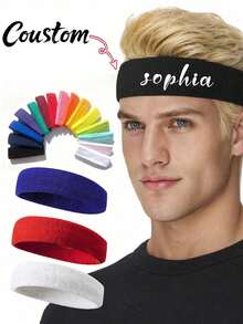 Personalized Unisex Headband - Customizable Text Design Suitable For Tennis, Basketball, Running, Gym And Sports - Acrylic Fitness Accessory And Headwear - Multicolor - View 2
