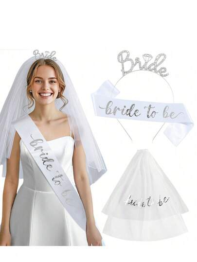 新款单身派对新娘头纱发箍，新娘婚礼必备单品，单身女士派对肩帽