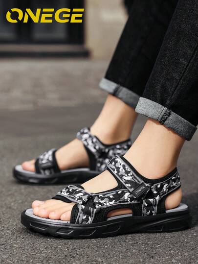 1 Pair Men's Minimalist Business Casual Sandals, New Outdoor Sports Non-Slip Soft Bottom Beach Shoes For Summer