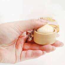 减压包子按压玩具，逼真蒸包吊坠，包包挂饰，钥匙扣，压力释放按钮按压器，适合青少年和成人，减压小吊坠，生日/节日礼物 - 彩色 - 查看 1