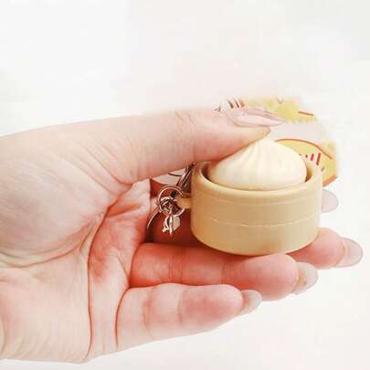 Stress Relief Bun Clicker Toy, Realistic Steamer Bun Pendant, Bag Charm, Keychain, Pressure Release Button Clicker, For Teens & Adults, Stress Relief Small Pendant, Birthday/Holiday Gift