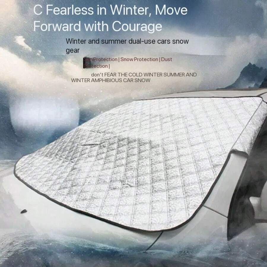 1pc Premium All-Weather Windshield Cover - Ultimate Barrier Against Snow, Frost & Ice, With Dust-Proof And Heat-Insulation Functions, Suitable For RVs