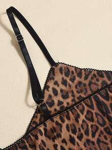 女士性感豹纹透视迷你吊带裙，夏季 - 棕色 - 查看 5