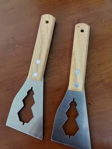 1/2 件装不锈钢填缝刀，清洁刮刀，双用途油炉刮刀，带木柄，多功能金属铲，适用于清洁厨房、客厅、户外、车库、花园，无需用电 - 銀色 - 查看 8