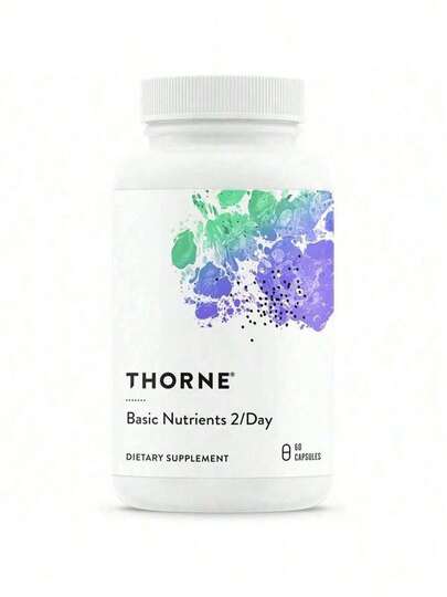 THORNE Basic Nutrients 2/Day - Comprehensive Daily Multivitamin With Optimal Bioavailability - Vitamin & Mineral Formula - Gluten, Dairy & Soy-Free - 60 Capsules - 30 Servings