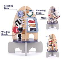 Space Wooden Activity Cube Toys For Baby, Sensory And Educational 1st Boy & Girl Birthday Gifts, Busy Board Toys For Baby 6-18 Months - 彩色 - 查看 2