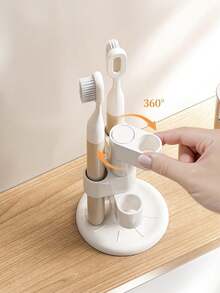 1个旋转式牙刷（笔）架，浴室台面收纳架，防滑笔架，可收纳化妆刷。浴室小工具，浴室收纳整理。牙刷牙膏架，家居用品。浴室 - 彩色 - 查看 4