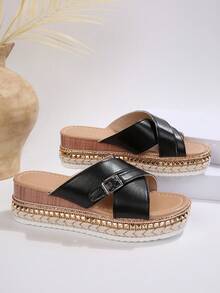 FVPFVP 罗思灵感编织坡跟凉鞋，2026夏季新款沙滩拖鞋 - 黑色 - 查看 7