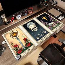 1 Peça Grande Mousepad para Teclado Gamer, Tapete de Teclado para Laptop, Tapete de Mesa - Design Temático Boêmio da Noite e Fases da Lua; - Com Bordas Costuradas com Precisão e Base de Borracha Antiderrapante, Disponível em Vários Tamanhos: 15,7*35,4 Polegadas (40*90 Cm). - Fácil de Limpar e Lavar, Ideal para Casa, Escritório, Local de Trabalho, Sala de Jogos e Dormitórios; Perfeito para Suprimentos de Volta às Aulas, Presentes de Férias para Namorados e Namoradas, Acessórios de Mesa, Suprimentos de Escritório, Tapetes de Mesa e Mousepad. Cena Noturna Abstrata, Lua Cheia e - C - Visão 17