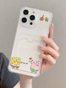 SPONGEBOB غطاء هاتف شفاف وممتع بتصميم نجمة قلب مرسوم على شكل سبونج بوب، مقاوم للصدمات، متوافق مع هواتف آيفون 11/12/12 برو ماكس/14 برو ماكس/15/15 برو/16/16 برو ماكس/17 وطرازات أخرى - متعدد الألوان - مشاهدة 1