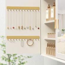 自粘式壁挂首饰收纳架，2 件装金色项链首饰架 - 节省空间的悬挂式展示架 - 黑色 - 查看 4