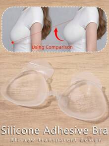 1 Cặp Áo Ngực Không Dây Vô Hình Bằng Silicone | Áo Ngực Tự Dính Không Lưng Nâng Ngực Với Ba Kẹp Mở Rộng Có Thể Điều Chỉnh, Vải Co Giãn Vừa Phải, Màu Trơn, Chi Tiết Khóa Cài - Nhiều màu - Xem 2