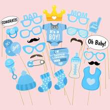 25件套性别揭晓派对拍照道具 - 留下难忘瞬间！复活节礼物 - 彩色 - 查看 6