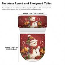 Funda para tapa de inodoro de Halloween suave absorbente diseño de fantasma decoración de baño lavable de elastano-010 - Navidad D - Ver 6