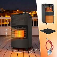4200 Watt Gas Heater, Gas-Fired Heating Element, Ceramic Gas Oven Incl. Gas Hose, 3 Heating Levels
