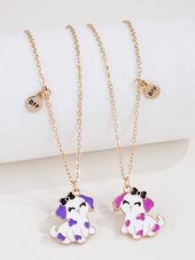 Set de 2 collares con colgante de cachorrito de dibujos animados, joyería de amistad para mejores amigos, para uso diario - Multicolor - Ver 13