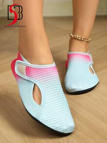 女士沙滩水鞋，水上运动赤足鞋，适合海滩度假、露营、派对、游泳、冲浪、漂流、健身、瑜伽、健身房锻炼 - 藍粉紅色 - 查看 3