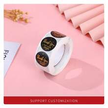 500 Pieces Of Gold Foil Thank You Stickers, Round Roll Of Self-Adhesive Labels, Wedding, Envelope, Decoration Seal, Suitable For Festivals, Party Envelope Seal - Nền đen với chữ mạ vàng, cảm ơn bạn. - Xem 4