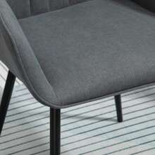 Set Of 2 Dining Chairs. Comfortable Chairs With Breathable Linen Upholstery. Backrest And Armrests. Metal Legs. Dark Grey. 59.5 X 56.5 X 81 Cm - Grey - View 8