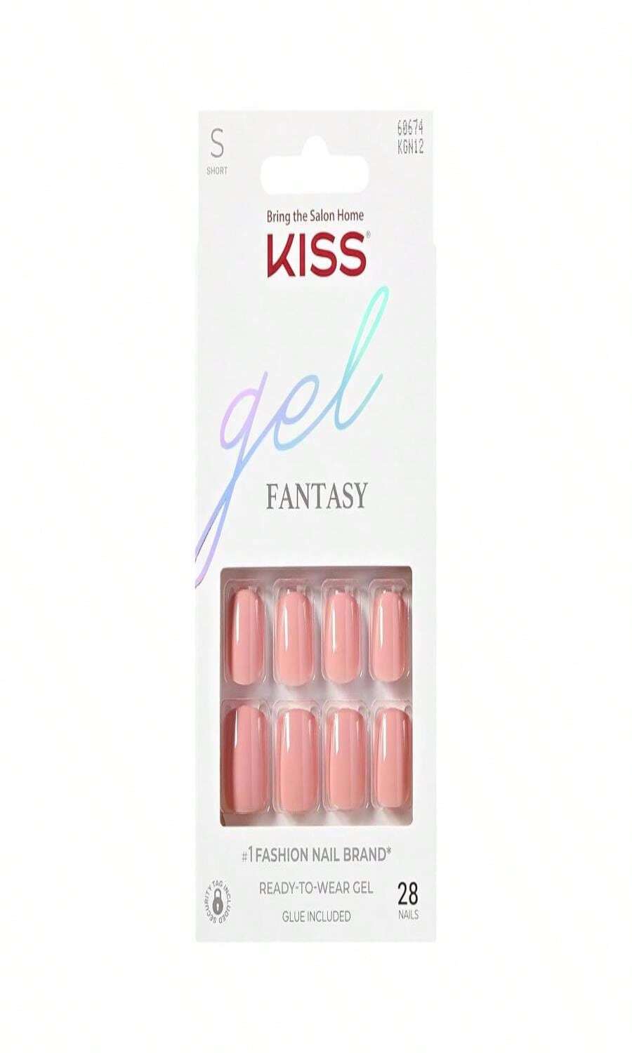 KISS Gel Fantasy Press On Nails, Rainbow Rings, Purple, Long Coffin Shape, Includes 28 Nails, Nail Glue (2g), Manicure Stick &Amp; Mini File - ColorF - View 1