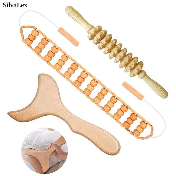 SilvaLex Wooden Massage Tool, Full Body Massager, Hand Massager, Leg Massager, Shoulder Massager, Neck Massager, Face Massager, Back Massager, Waist Massager, Full Body Muscle Massage, Multi-Functional Massage For Different Body Parts, Body Relaxation Tool, Suitable For Home Use, Can Be Given As A Gift To Family, Friends, Classmates, Or Girlfriends