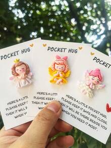 12张精美公主天使小雕像口袋拥抱卡 - 魅力鼓励小礼物，非常适合生日/婚礼/情人节和特殊庆祝活动 - 彩色 - 查看 1