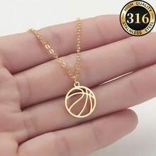 1pc Hip-Hop Stainless Steel Basketball Pendant Necklace, Simple Charm Basketball Sport Collarbone Chain Jewelry For Girls Boys Basketball Player Necklace Accessory - Basketball - View 16