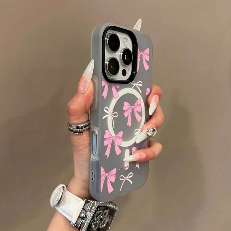 Un estuche de carga inalámbrica magnética de dos en uno, de color macarón minimalista, Compatible para iPhone17air 1716promax, 16 15pro 14 15PLUS 13 12Pro 11 Pro Max X XSMAX - Negro - Ver 1