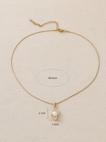 1pc Minimalist Chic Rhinestone Decor Pendant Necklace, Fashionable Choker For Women - Gold - View 2