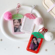 极简设计可爱卡通草莓3英寸卡包，Kpop粉丝配饰硬卡套，公交卡钱包 - 彩色 - 查看 9